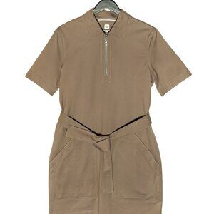 Hermès Light Brown Belted Zipped Mini Dress
